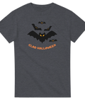 Illustration av flygande fladdermöss med orange ögon på mörkgrå t-shirt