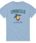 Vintage illustration av en citron med blad – grafisk Limoncello t-shirt