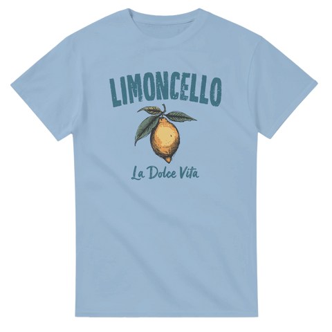 Vintage illustration av en citron med blad – grafisk Limoncello t-shirt