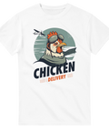 Grafisk illustration av en kycklingpilot med flygarpryl – vit t-shirt