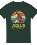 Humoristiskt Jesus-motiv i vintage 70-talsstil med solnedgång – t-shirt