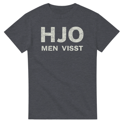 Vintage texttryck HJO MEN VISST på mörkgrå t-shirt