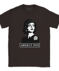 Brun t-shirt med stilren illustration av kvinna och statement-text