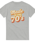 Retro typography med texten Made in the 70s på gråmelerad t-shirt