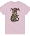 rosa t-shirt med kaxig katt i bandana och kedja och texten Catitude