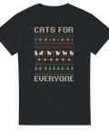 Jul-tshirt med katter i stickad retrostil och texten Cats for Everyone