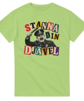 Humoristiskt tryck i vintage collage-stil med arg konstapel – limegrön t-shirt
