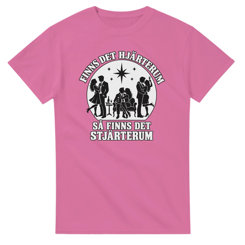 Vintage inspirerat tryck med humoristisk text – rosa t-shirt med motiv