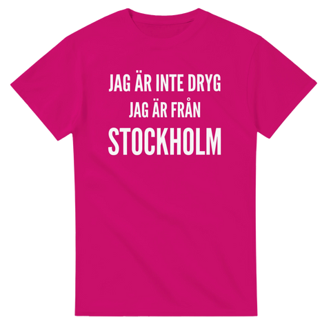 Självironisk text t-shirt med budskap om Stockholm – modern stil