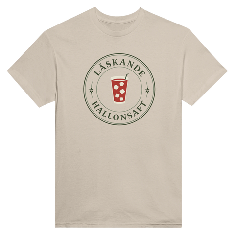 Klassisk t-shirt med lekfull illustration av läskande hallonsaft och is