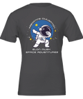 Dabbande astronaut i rymden med texten "Rebooting Civilisation Elon Musk Space Adventures" på grå t-shirt.