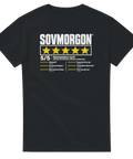 Satirisk design med recensioner av sovmorgon på svart t-shirt