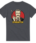 Vintage inspirerat tryck av dynamitgubbe och rykande stubin – mörkgrå t-shirt