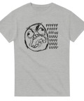 Ikoniskt Rage Guy ansikte med argt uttryck på en gråmelerad t-shirt