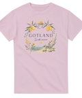 Somrigt motiv med hav, sol och natur på Gotland – rosa t-shirt