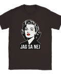 Mörkbrun t-shirt med kaxigt statement-tryck och nostalgisk estetik
