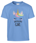 T-shirt Barn - Birthday Girl Unicorn – t-shirt med unikt designtryck