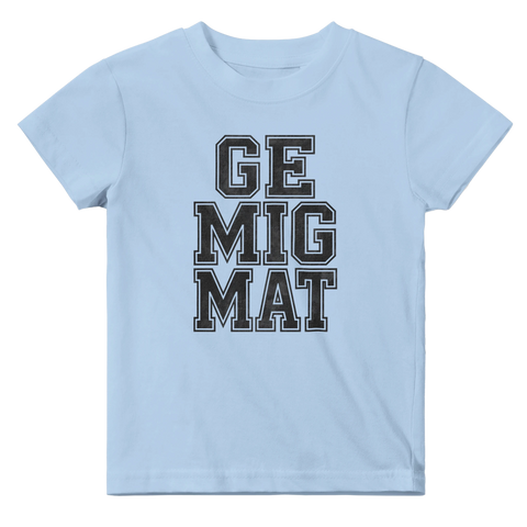 Ljusblå t-shirt för småbarn med textdesign i klassisk skolstil