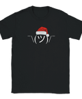 Jul-tshirt med shrug-emoji och tomteluva i minimalistisk stil