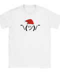 Jul-tshirt med shrug-emoji och tomteluva i minimalistisk design