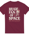 Sött rymdmotiv med texten Huge Fan of Space – vintage stil