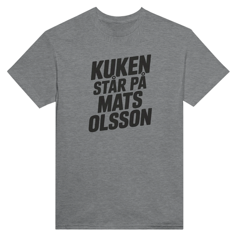 Gråmelerad t-shirt med en uppkäftig och typografisk illustration