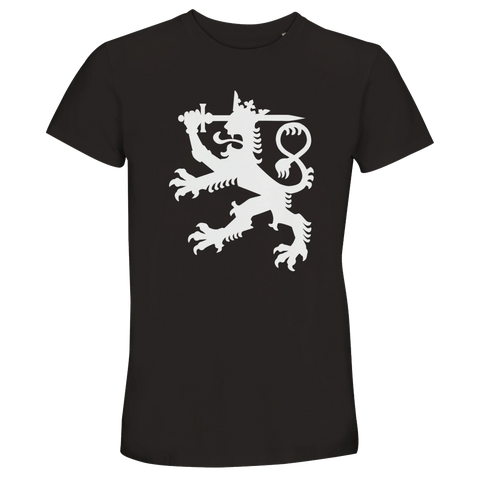 Suomen Leijona motiv med svärd och krona – grafisk t-shirt i svart