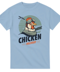Vintage inspirerat tryck av en kyckling i pilotglasögon – ljusblå t-shirt