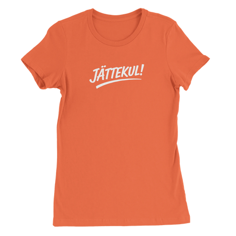 Rolig text "Jättekul" på dam t-shirt vit