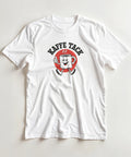 Vintageinspirerat tryck med en kaffekaraktär i 50-talsstil på vit t-shirt