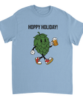 Vintage inspirerad humlekaraktär med ölmugg på en ljusblå t-shirt