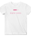 Vit baby t-shirt med humoristiskt motiv av en laddningsmätare