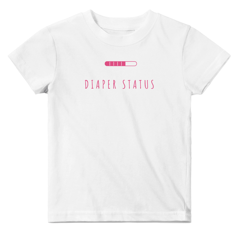 Vit baby t-shirt med humoristiskt motiv av en laddningsmätare