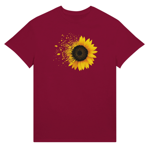 Symboliskt motiv av en solros i förvandling – estetisk botanisk t-shirt