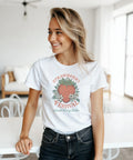 dam t-shirt med jordgubbsmotiv retro