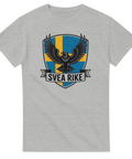 Gråmelerad t-shirt med grafiskt tryck av svensk flagga och korp