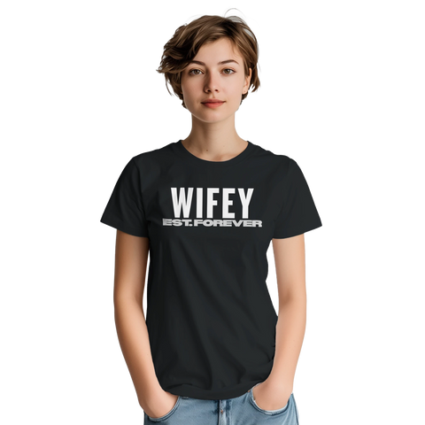 Wifey" textdesign vit t-shirt dam
