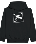 Black youth fleece hoodie with the text “Ditt tryck”