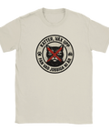 Satirisk katt-t-shirt med badge-design och svordom