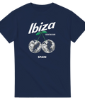 Marinblå t-shirt med retroinspirerat tryck för Ibiza Cocktail Bar