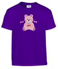Gullig rosa nallebjörn med texten I Love U – lila t-shirt barn