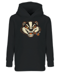 Billy Badger seriefigur med arg grävling som röker cigarr på svart barnhoodie.