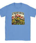 Ljusblå t-shirt med provokativ textdesign och kaxig geopolitisk attityd