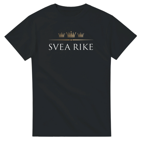 Stilrent Svea Rike tryck i guld och vitt – svart t-shirt