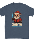 Julmotiv t-shirt med rolig illustration av ond tomte med kniv