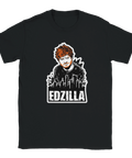 Absurd illustration av Ed Sheeran som monster i en stad på svart t-shirt