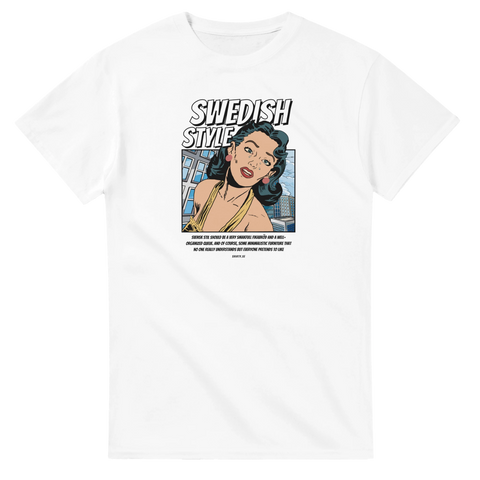 Svensk retro t-shirt Swedish Style med illustrerad kvinna