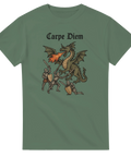 Carpe Diem Middle Ages i illustration, rödtonad färgskala, varierande linjetjocklek, mjuka gradienter