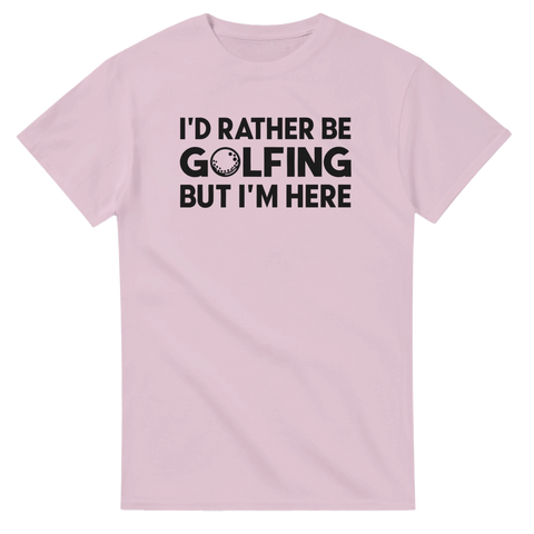 Ljusrosa t-shirt med statement-tryck för golfare med humor