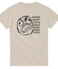 Arg Rage Guy illustration i retro internetstil på en beige t-shirt
